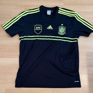 Adidas Span Black and Neon Yellow Soccer Jersey